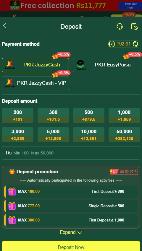 777xp withdraw money